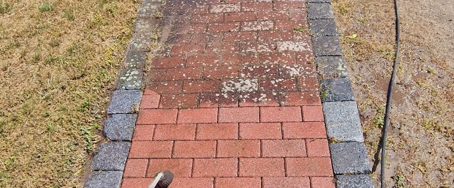 Steinmauer Reinigung in der Schorfheide in Brandenburg