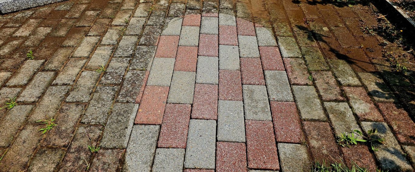 Pflastersteinreinigung Testfläche